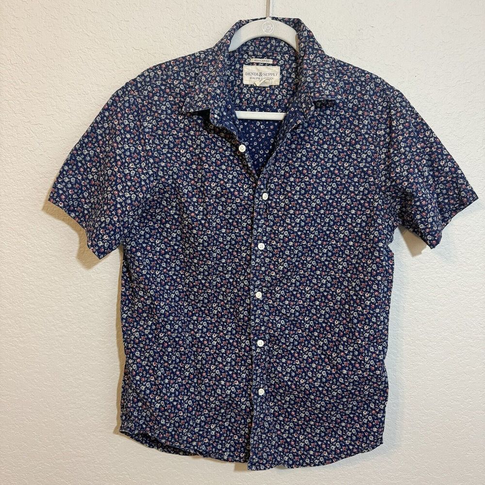 Lauren Ralph Lauren Blue Floral Casual Button Down Shirt